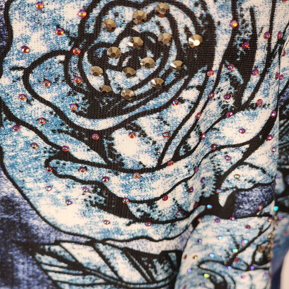 Model France Artsy Dragonfly Rhinestone Stretch Knit Tunic - Picture 3 of 8